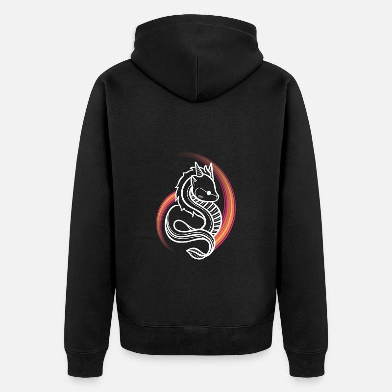 Dragon mignon kawaii arc-en-ciel - Veste à capuche bio Premium Unisexe - noir