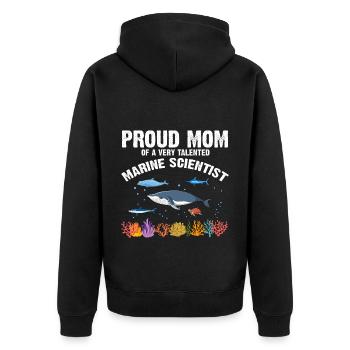 Proud Mom Marine Biologist Marine Biology Sea - Unisex Premium Organic Zip Hoodie - black - Back - Nico (187cm)