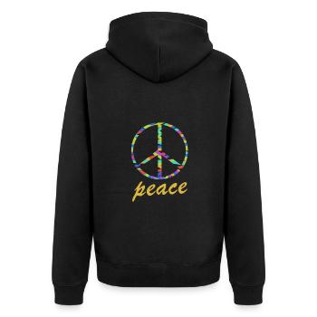 frieden peace - Unisex Premium Bio Zip Hoodie - Schwarz - Hinten - Nico (187cm)