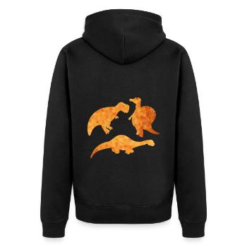 Huhn Nugget Fast Food Dinosaurier Dino Tier - Unisex Premium Bio Zip Hoodie - Schwarz - Hinten - Nico (187cm)