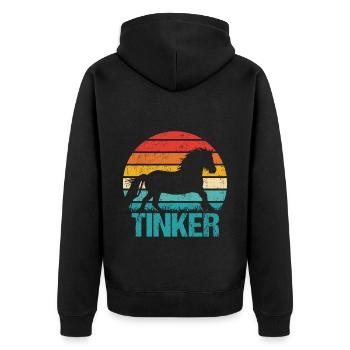 Irish Tinker Pferd Tinkerpferd Retro Vintage Style - Unisex Premium Bio Zip Hoodie - Schwarz - Hinten - Nico (187cm)