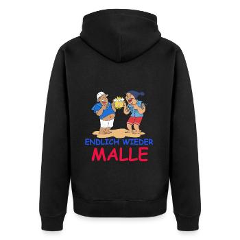 Endlich wieder Malle Mallorca Baller mann Geschenk - Unisex Premium Bio Zip Hoodie - Schwarz - Hinten - Nico (187cm)