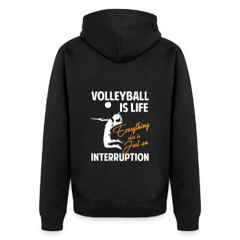 Sport Spieler Beachball Herzschlag - Unisex Premium Bio Zip Hoodie - Schwarz - Hinten - Nico (187cm)