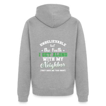 Neighbor Beer Inauguration - Unisex Premium Organic Zip Hoodie - heather grey - Back - Nico (187cm)