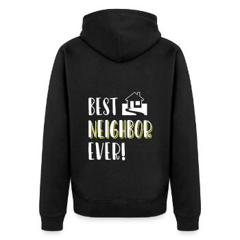 Nachbar Freunde Wohnung Gute Nachbarn - Unisex Premium Bio Zip Hoodie - Schwarz - Hinten - Nico (187cm)