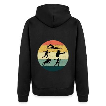 Pentathlon moderne - Escrime Natation Équitation - Veste à capuche bio Premium Unisexe - noir - Dos - Nico (187cm)