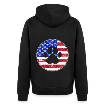 America Paw Dog July 4 USA - Unisex Premium Organic Zip Hoodie - black - Back - Nico (187cm)