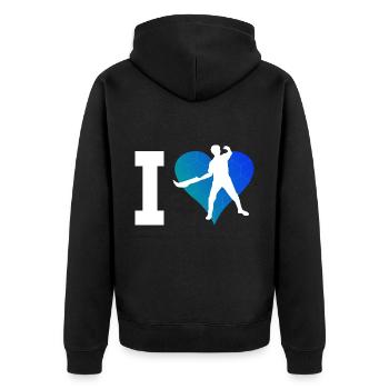 Basque Pelota Jai Alai Herren Damen Pelota - Unisex Premium Bio Zip Hoodie - Schwarz - Hinten - Nico (187cm)