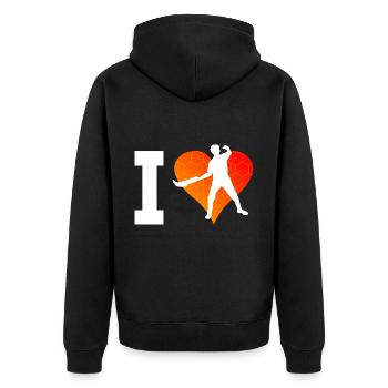 Damen Jai Alai Herren Basque Pelota Pelota - Unisex Premium Bio Zip Hoodie - Schwarz - Hinten - Nico (187cm)
