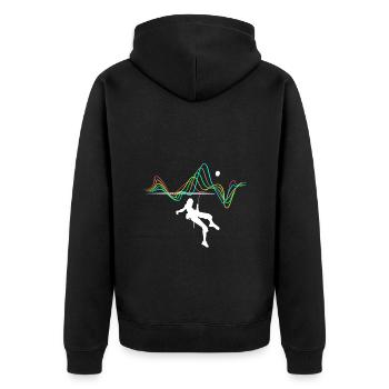 Geschenk Sport Kletterlinie Kunst mehrfarbig - Unisex Premium Bio Zip Hoodie - Schwarz - Hinten - Nico (187cm)
