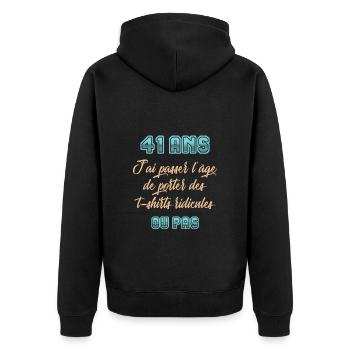 41 ans anniversaire - Veste à capuche bio Premium Unisexe - noir - Dos - Nico (187cm)