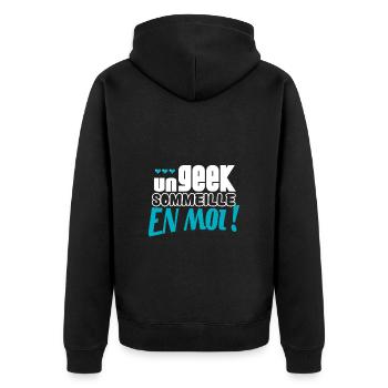 Un geek sommeille en moi ! - Veste à capuche bio Premium Unisexe - noir - Dos - Nico (187cm)