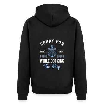 Sailing Ship Boat Hobby Anchor - Unisex Premium Organic Zip Hoodie - black - Back - Nico (187cm)
