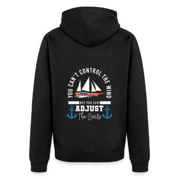 Sailing Sailor Sailing Waves - Unisex Premium Organic Zip Hoodie - black - Back - Nico (187cm)