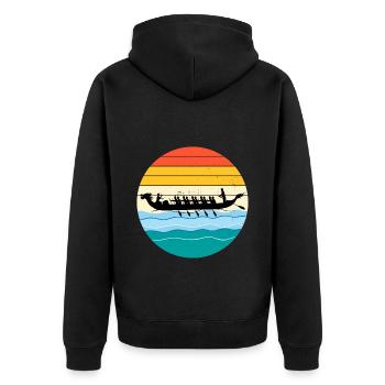 Drachenboot Racing Crew Paddlers Wassersport - Unisex Premium Bio Zip Hoodie - Schwarz - Hinten - Nico (187cm)