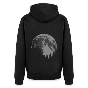 Leonberger Leonberg Hund Mond Silhouette - Unisex Premium Bio Zip Hoodie - Schwarz - Hinten - Nico (187cm)
