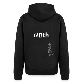 Faith - Unisex Premium Organic Zip Hoodie - black - Back - Nico (187cm)