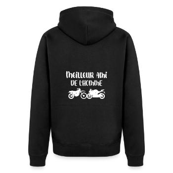 Moto - meilleur ami de l'homme, cadeau pour motard - Veste à capuche bio Premium Unisexe - noir - Dos - Nico (187cm)