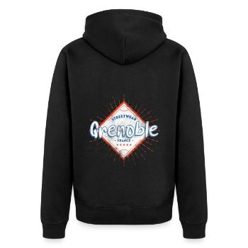 Grenoble France Ville Skyline Accueil Amour - Veste à capuche bio Premium Unisexe - noir - Dos - Nico (187cm)