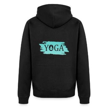 Yoga - Unisex Premium Bio Zip Hoodie - Schwarz - Hinten - Nico (187cm)