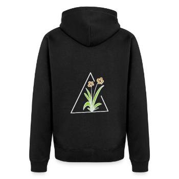 flower triangle - Unisex Premium Organic Zip Hoodie - black - Back - Nico (187cm)