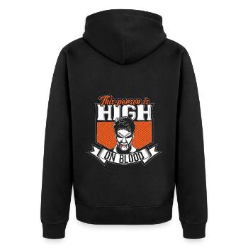 Halloween Vampir Vampiress Horror - Unisex Premium Bio Zip Hoodie - Schwarz - Hinten - Nico (187cm)