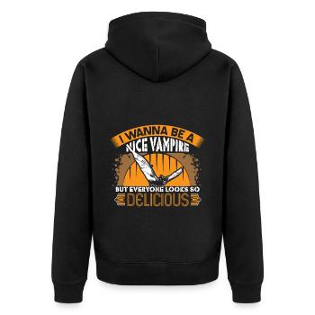 Halloween Vampire Count Saying - Unisex Premium Organic Zip Hoodie - black - Back - Nico (187cm)