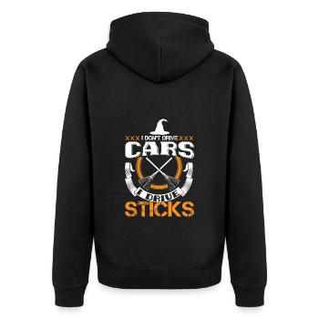 Halloween Hexe Hexen Spruch - Unisex Premium Bio Zip Hoodie - Schwarz - Hinten - Nico (187cm)