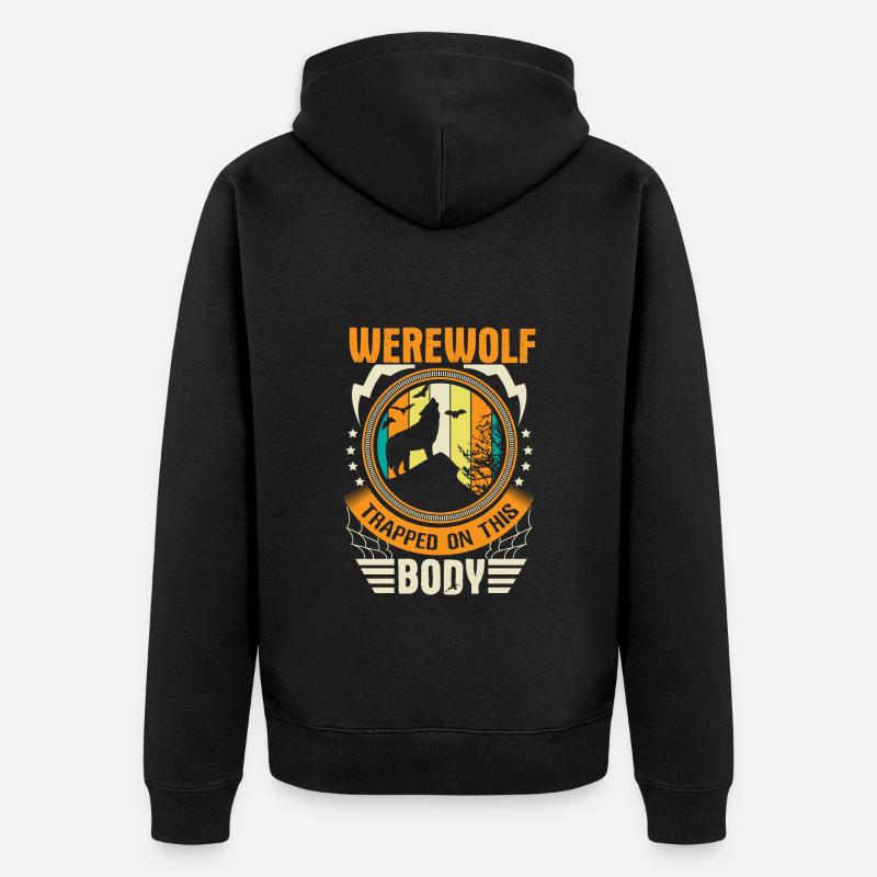 Cadeau de loup-garou d’Halloween - Veste à capuche bio Premium Unisexe - noir