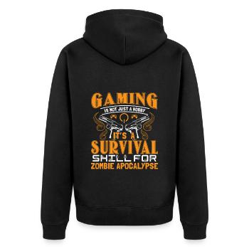 Zombie Apocalypse Weapons Monster Gift Idea - Unisex Premium Organic Zip Hoodie - black - Back - Nico (187cm)