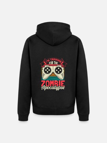 Zombie Apokalypse Lustig Geschenkidee - Unisex Premium Bio Zip Hoodie - Schwarz