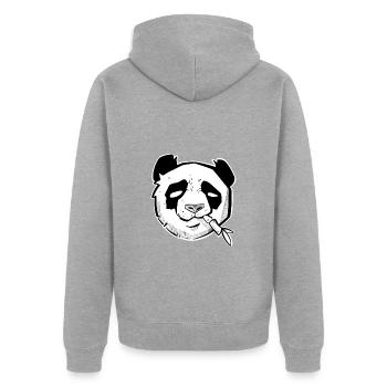 Tête de panda mignonstyle sketchy et dotwork - Veste à capuche bio Premium Unisexe - gris chiné - Dos - Nico (187cm)