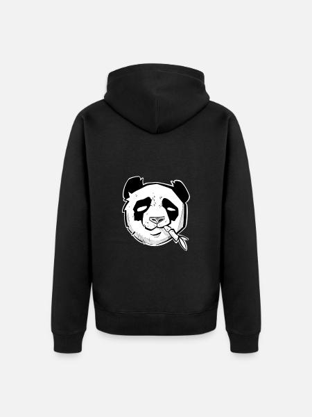 Leuke panda hoofd schetsmatige stijl en dotwork - Uniseks Premium bio ziphoodie - zwart