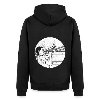 Trombone - Unisex Premium Organic Zip Hoodie - black - Back - Nico (187cm)