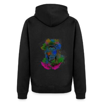 A Beautiful and Funny Watercolor Calavera Design - Unisex Premium Organic Zip Hoodie - black - Back - Nico (187cm)