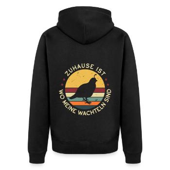 Zuhause Ist Wo Meine Wachteln Sind - Unisex Premium Bio Zip Hoodie - Schwarz - Hinten - Nico (187cm)