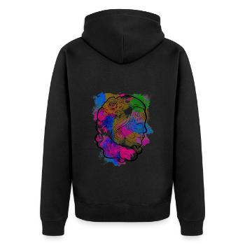 A Beautiful and Funny Watercolor Calavera Design - Unisex Premium Organic Zip Hoodie - black - Back - Nico (187cm)