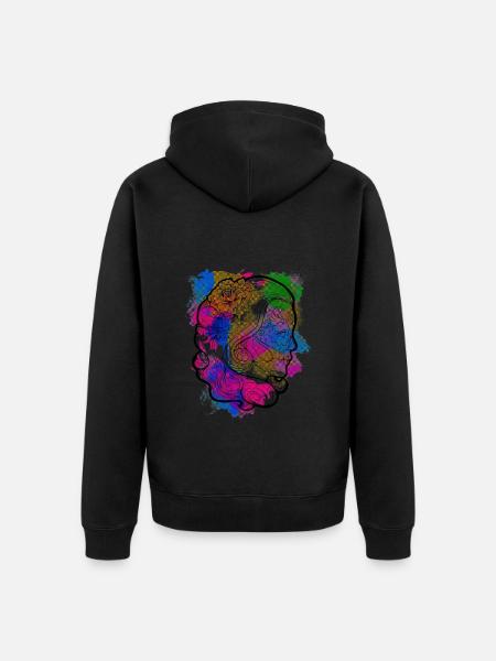 Ein Schönes und Lustiges Aquarell Calavera Design - Unisex Premium Bio Zip Hoodie - Schwarz