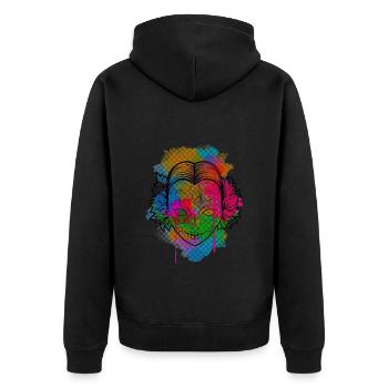 A Beautiful and Funny Watercolor Calavera Design - Unisex Premium Organic Zip Hoodie - black - Back - Nico (187cm)