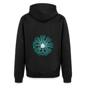 Symbole nordique Viking Valknut & Vegvisir vert - Veste à capuche bio Premium Unisexe - noir - Dos - Nico (187cm)