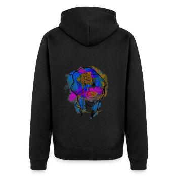 A Beautiful and Funny Watercolor Calavera Design - Unisex Premium Organic Zip Hoodie - black - Back - Nico (187cm)
