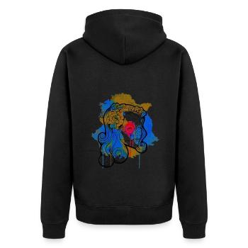 A Beautiful and Funny Watercolor Calavera Design - Unisex Premium Organic Zip Hoodie - black - Back - Nico (187cm)