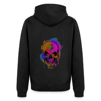 Fearful and beautiful watercolor skull design - Unisex Premium Organic Zip Hoodie - black - Back - Nico (187cm)