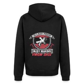 Voodoo Geist Lustig Geschenkidee - Unisex Premium Bio Zip Hoodie - Schwarz - Hinten - Nico (187cm)