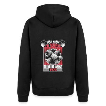Voodoo Puppe - Unisex Premium Bio Zip Hoodie - Schwarz - Hinten - Nico (187cm)