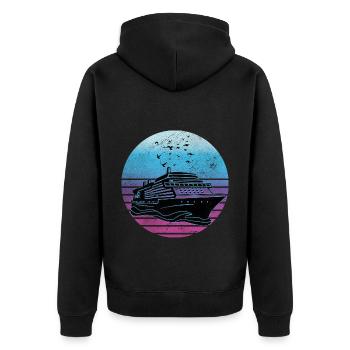 Kreuzfahrt - Unisex Premium Bio Zip Hoodie - Schwarz - Hinten - Nico (187cm)