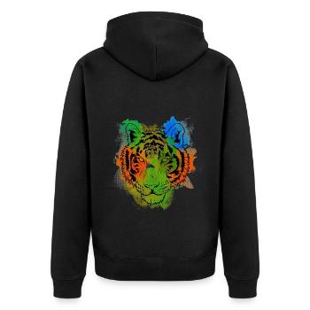 Un beau et amusant design de tigre à l’aquarelle - Veste à capuche bio Premium Unisexe - noir - Dos - Nico (187cm)