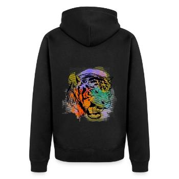 A Beautiful and Fun Watercolor Tiger Design - Unisex Premium Organic Zip Hoodie - black - Back - Nico (187cm)