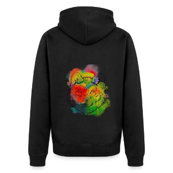 Ein Schönes und lustiges Aquarell Wolf Design - Unisex Premium Bio Zip Hoodie - Schwarz - Hinten - Nico (187cm)
