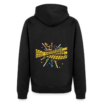 Birthday zone - Attention - Unisex Premium Organic Zip Hoodie - black - Back - Nico (187cm)